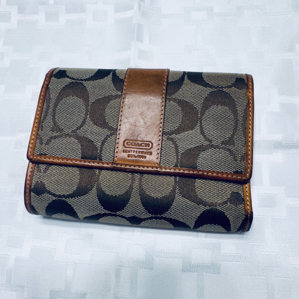 Vintage Coach Brown and Tan Canvas Wallet